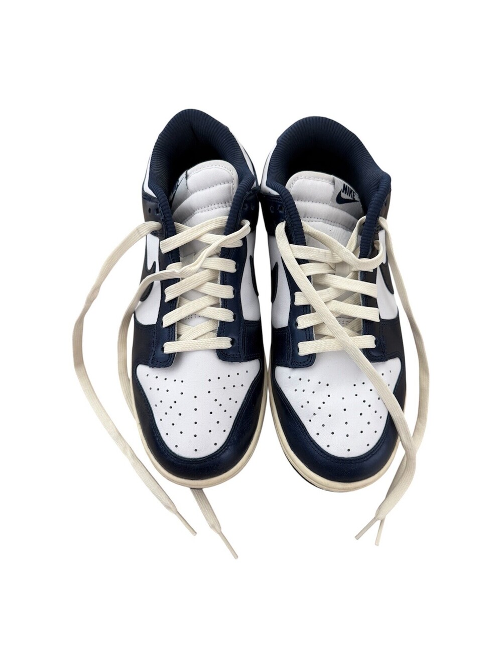 Nike Dunk Low Retro White and Navy Blue Sneakers Size 10